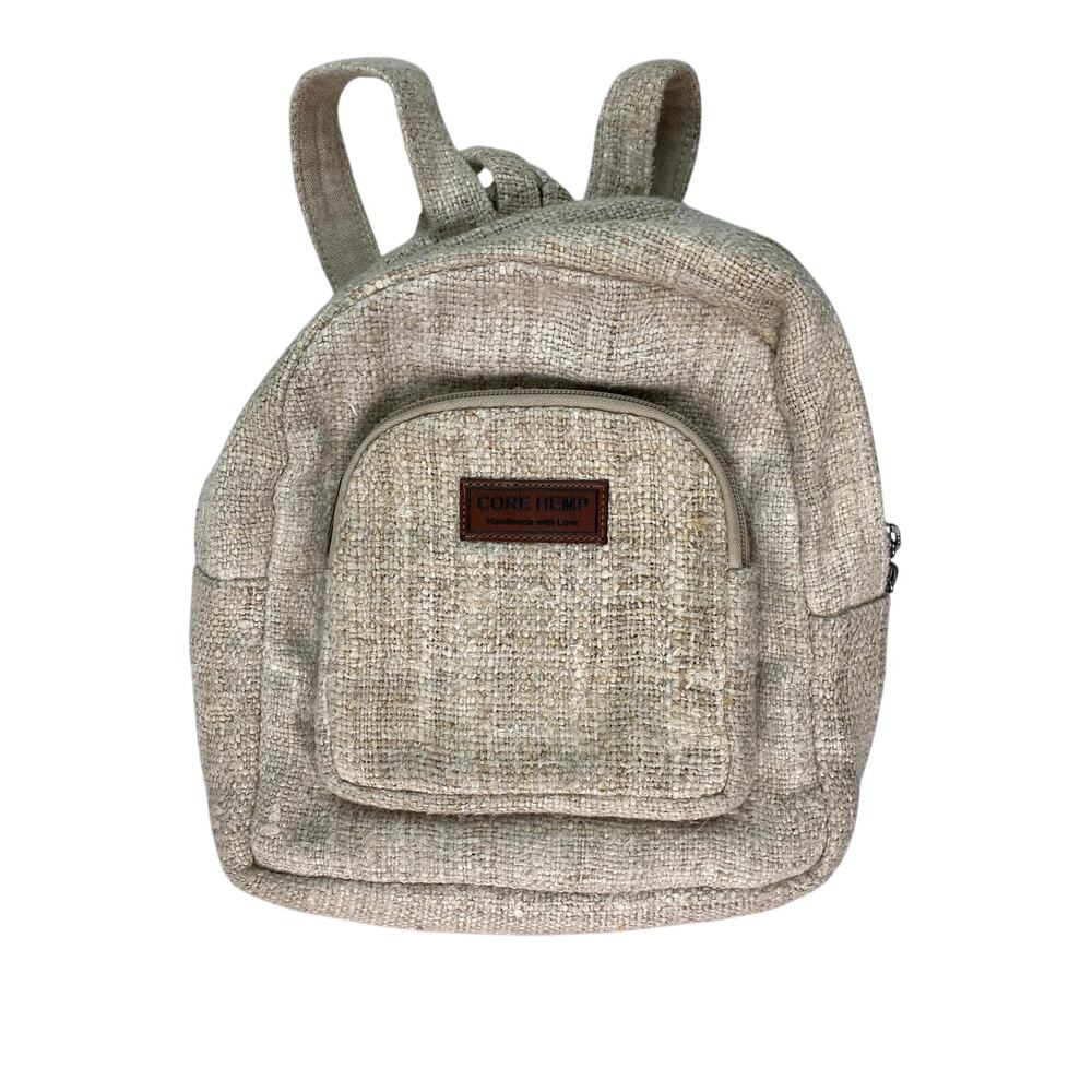 Core Hemp Small Cream Adjustable Strap Handmade Backpack Bag *